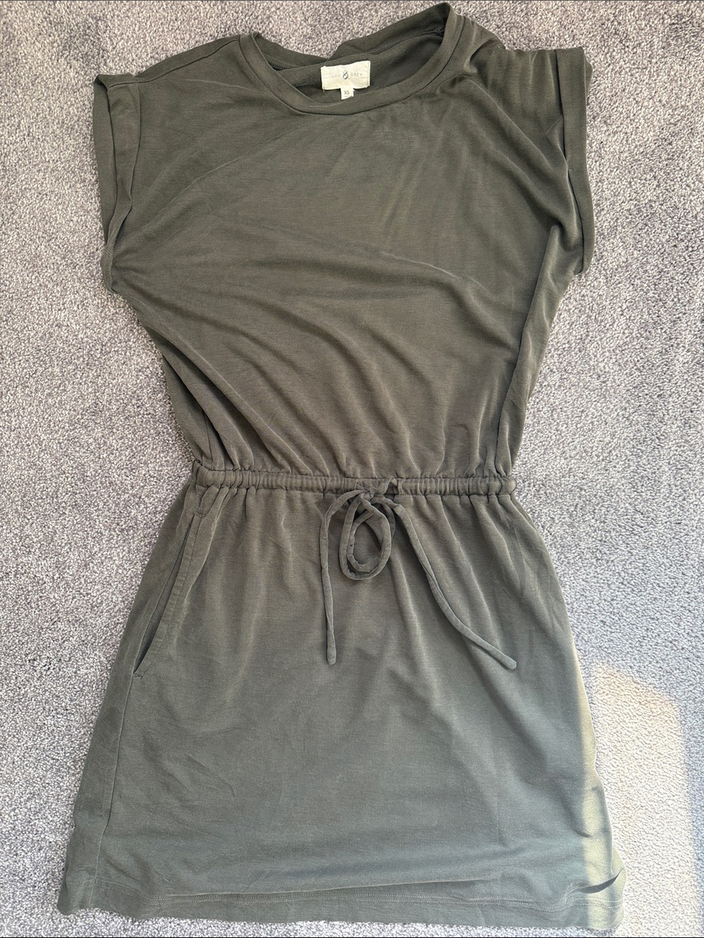 Lou & Grey Olive Green Drawstring Waist Sleeveless Mini Dress